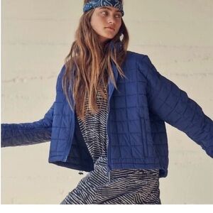 Free people packable puffer jacket poppy s French navy